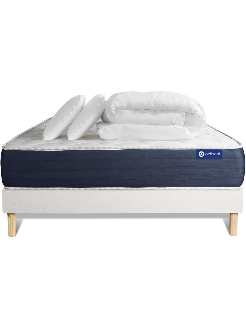 Pack Prêt à dormir avec Matelas Ressorts ensachés et mémoire de forme ACTISOM Blanc - Kiabi