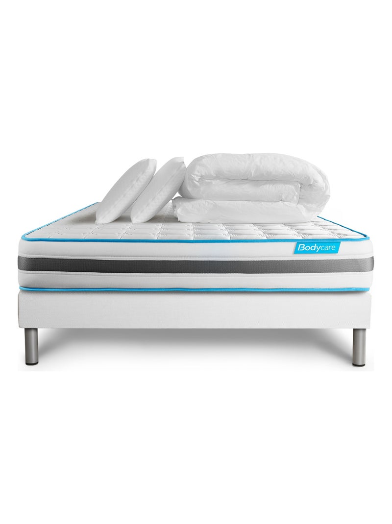 Pack Prêt à dormir avec Matelas Ressorts ensachés et mémoire de forme BODYCARE Blanc - Kiabi