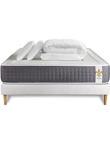 Pack Prêt à dormir avec Matelas Ressorts ensachés et mémoire de forme LITIER DELUXE