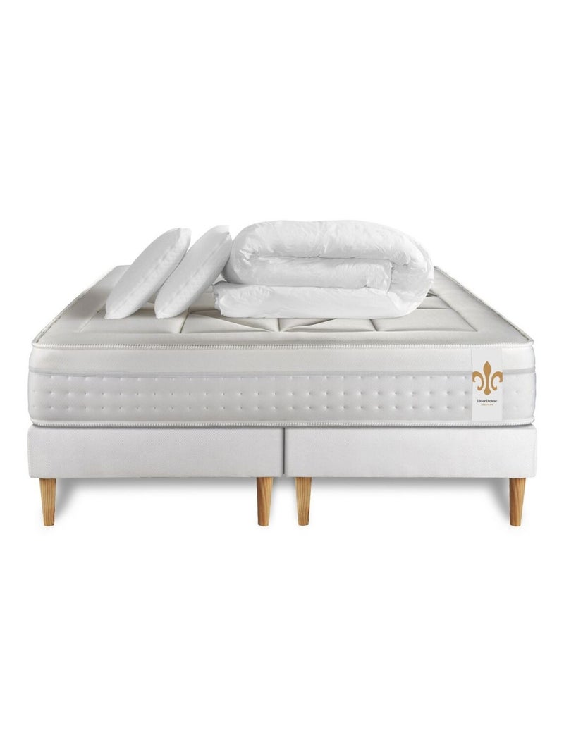 Pack Prêt à dormir avec Matelas Ressorts ensachés et mémoire de forme LITIER DELUXE Blanc - Kiabi