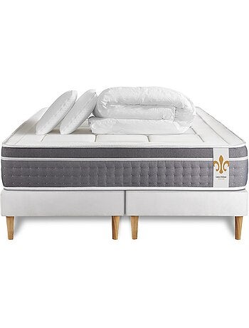 Pack Prêt à dormir avec Matelas Ressorts ensachés et mémoire de forme LITIER DELUXE