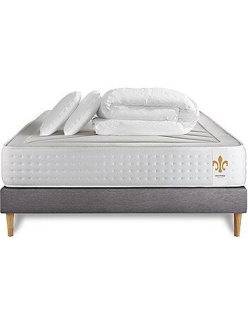Pack Prêt à dormir avec Matelas Ressorts ensachés et mémoire de forme LITIER DELUXE