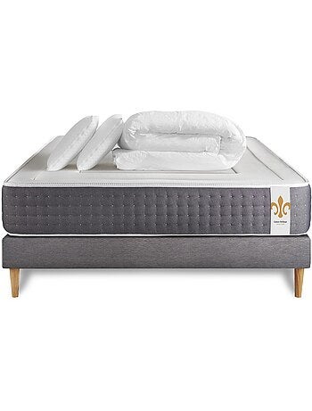 Pack Prêt à dormir avec Matelas Ressorts ensachés et mémoire de forme LITIER DELUXE