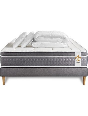 Pack Prêt à dormir avec Matelas Ressorts ensachés et mémoire de forme LITIER DELUXE