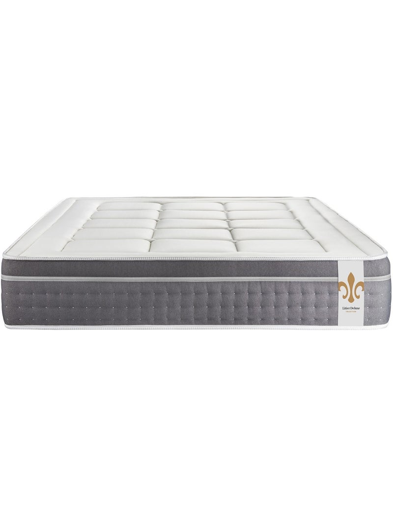 Pack Prêt à dormir avec Matelas Ressorts ensachés et mémoire de forme LITIER DELUXE Gris - Kiabi