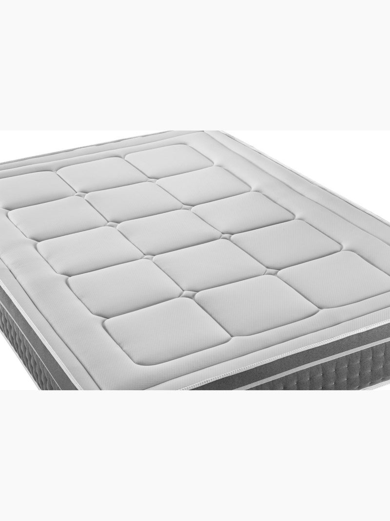 Pack Prêt à dormir avec Matelas Ressorts ensachés et mémoire de forme LITIER DELUXE Gris - Kiabi