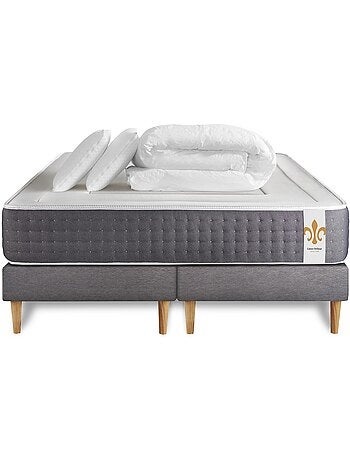Pack Prêt à dormir avec Matelas Ressorts ensachés et mémoire de forme LITIER DELUXE