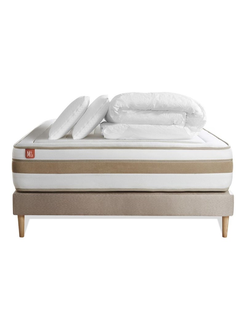 Pack Prêt à dormir avec Matelas Ressorts ensachés et mémoire de forme Marmottes & Co Beige - Kiabi