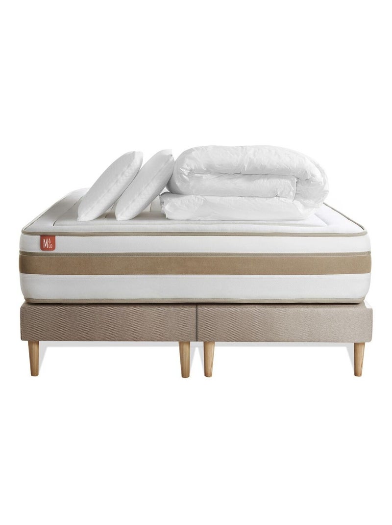 Pack Prêt à dormir avec Matelas Ressorts ensachés et mémoire de forme Marmottes & Co Beige - Kiabi