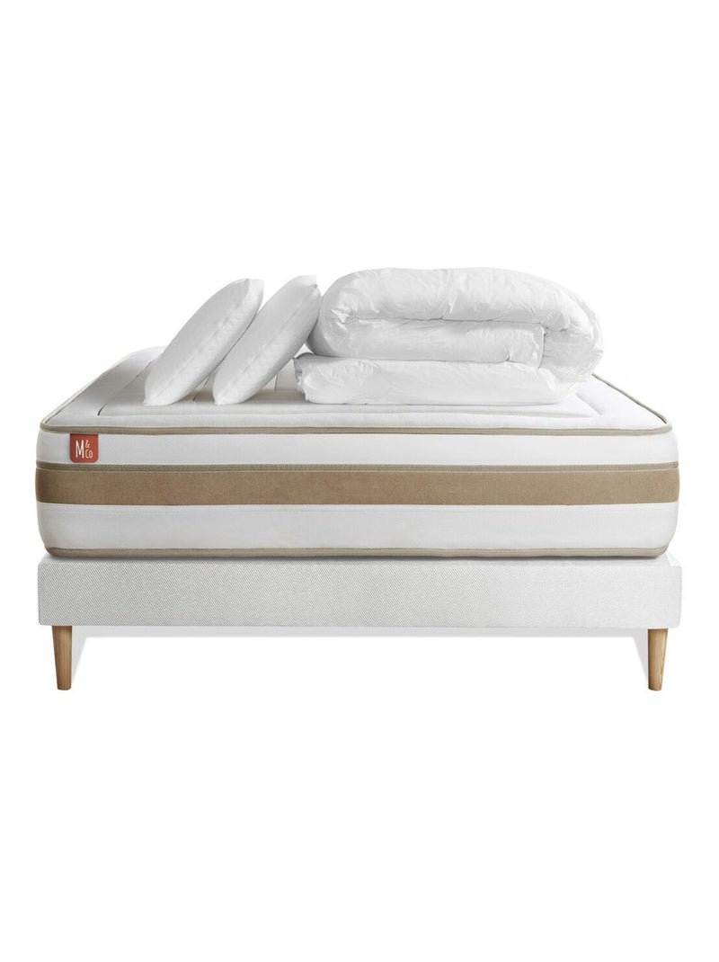 Pack Prêt à dormir avec Matelas Ressorts ensachés et mémoire de forme Marmottes & Co Blanc - Kiabi