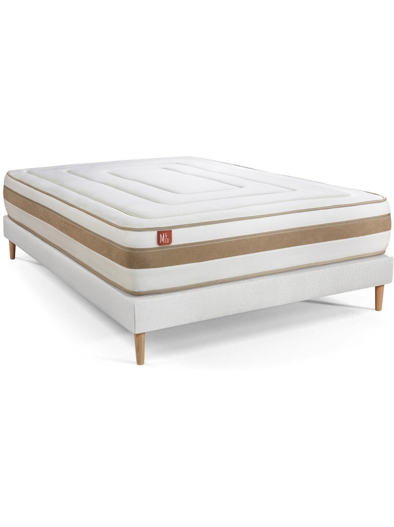 Pack Prêt à dormir avec Matelas Ressorts ensachés et mémoire de forme Marmottes & Co Blanc - Kiabi