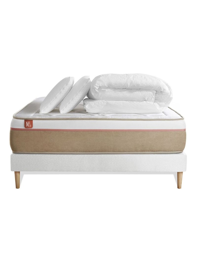 Pack Prêt à dormir avec Matelas Ressorts ensachés et mémoire de forme Marmottes & Co Blanc - Kiabi