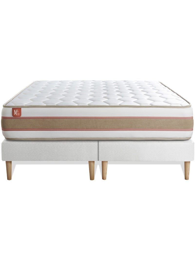 Pack Prêt à dormir avec Matelas Ressorts ensachés et mémoire de forme Marmottes & Co Blanc - Kiabi