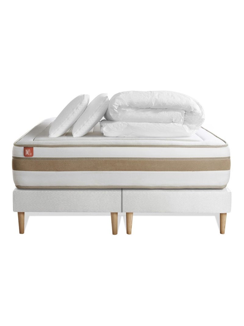 Pack Prêt à dormir avec Matelas Ressorts ensachés et mémoire de forme Marmottes & Co Blanc - Kiabi