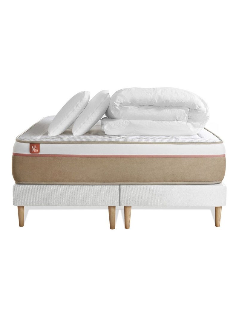 Pack Prêt à dormir avec Matelas Ressorts ensachés et mémoire de forme Marmottes & Co Blanc - Kiabi
