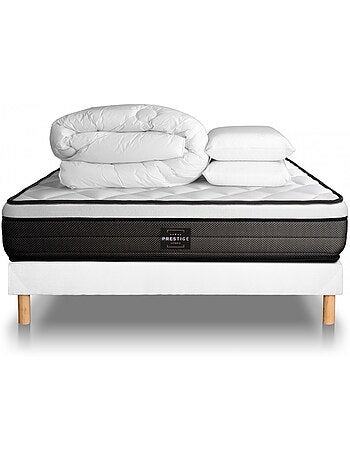 Pack Prêt à dormir avec Matelas Ressorts ensachés et mémoire de forme Prestige literie