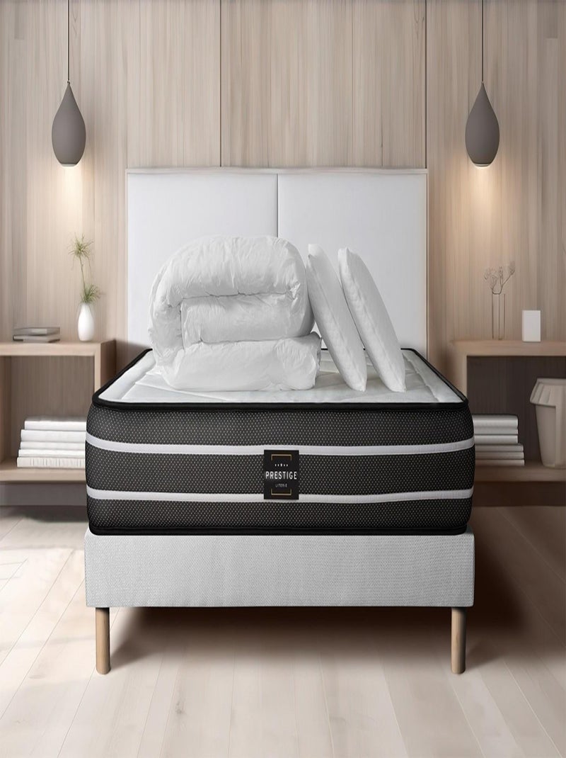 Pack Prêt à dormir avec Matelas Ressorts ensachés et mémoire de forme Prestige literie Blanc - Kiabi