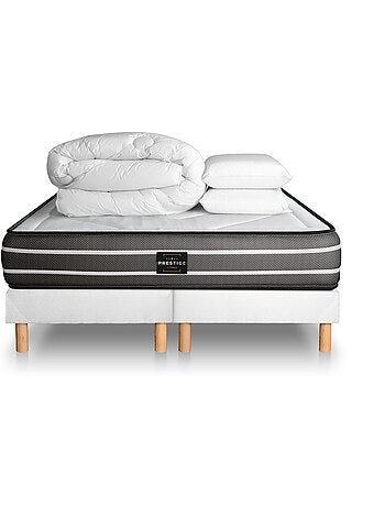 Pack Prêt à dormir avec Matelas Ressorts ensachés et mémoire de forme Prestige literie