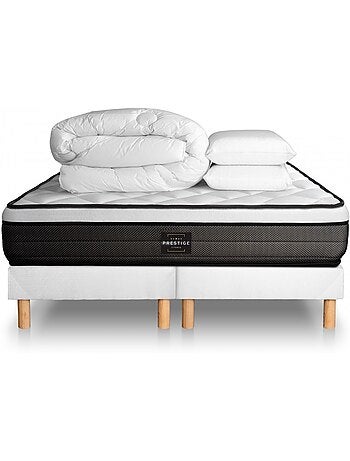 Pack Prêt à dormir avec Matelas Ressorts ensachés et mémoire de forme Prestige literie