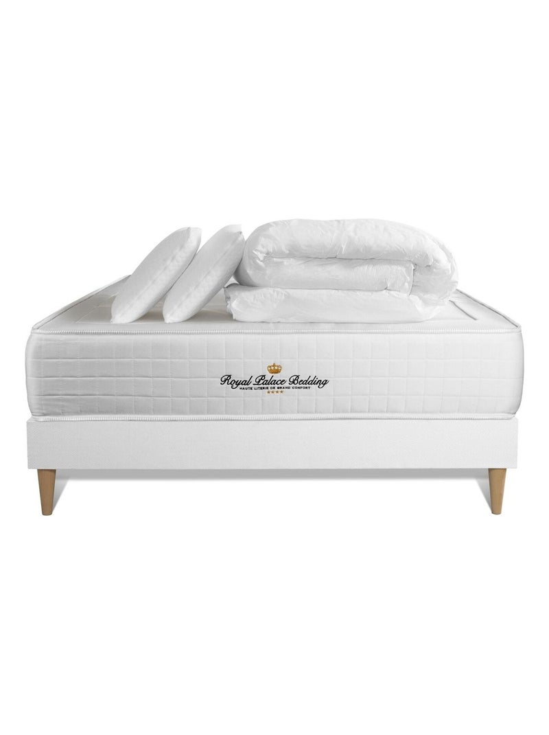 Pack Prêt à dormir avec Matelas Ressorts ensachés et mémoire de forme ROYAL PALACE BEDDING Blanc - Kiabi