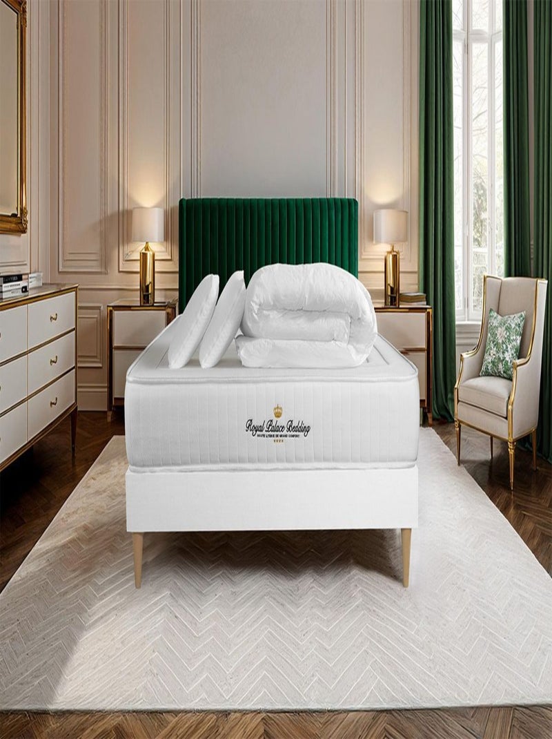 Pack Prêt à dormir avec Matelas Ressorts ensachés et mémoire de forme ROYAL PALACE BEDDING Blanc - Kiabi