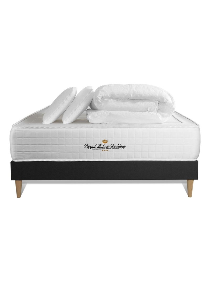 Pack Prêt à dormir avec Matelas Ressorts ensachés et mémoire de forme ROYAL PALACE BEDDING Noir - Kiabi