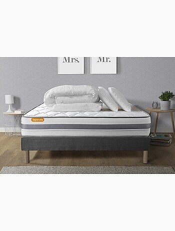 Pack Prêt à dormir avec Matelas Ressorts ensachés et mémoire de forme Septnuits