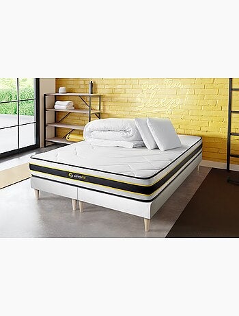 Pack Prêt à dormir avec Matelas Ressorts ensachés et mémoire de forme Sleepfit