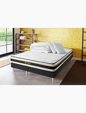 Pack Prêt à dormir avec Matelas Ressorts ensachés et mémoire de forme Sleepfit