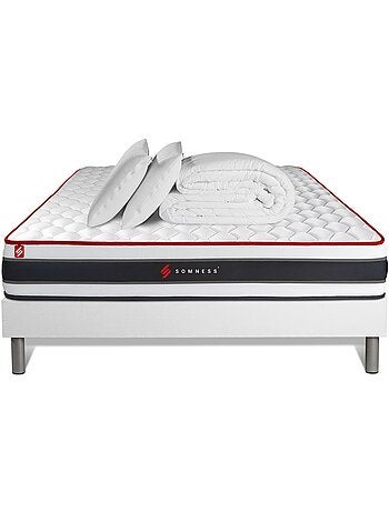 Pack Prêt à dormir avec Matelas Ressorts ensachés et mémoire de forme Somness
