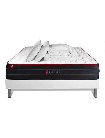 Pack Prêt à dormir avec Matelas Ressorts ensachés et mémoire de forme Somness