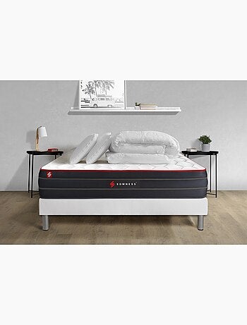 Pack Prêt à dormir avec Matelas Ressorts ensachés et mémoire de forme Somness