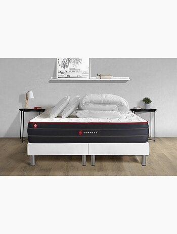 Pack Prêt à dormir avec Matelas Ressorts ensachés et mémoire de forme Somness