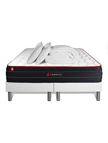 Pack Prêt à dormir avec Matelas Ressorts ensachés et mémoire de forme Somness