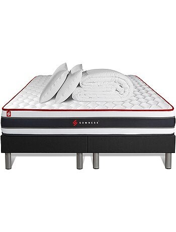 Pack Prêt à dormir avec Matelas Ressorts ensachés et mémoire de forme Somness