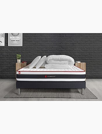Pack Prêt à dormir avec Matelas Ressorts ensachés et mémoire de forme Somness