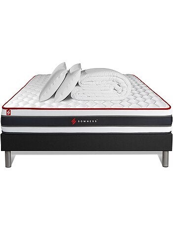 Pack Prêt à dormir avec Matelas Ressorts ensachés et mémoire de forme Somness