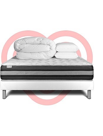Pack Prêt à dormir avec Matelas Ressorts ensachés et mémoire de forme VITALIT
