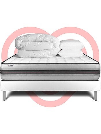 Pack Prêt à dormir avec Matelas Ressorts ensachés et mémoire de forme VITALIT