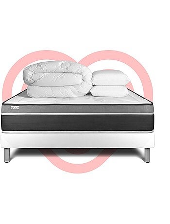 Pack Prêt à dormir avec Matelas Ressorts ensachés et mémoire de forme VITALIT