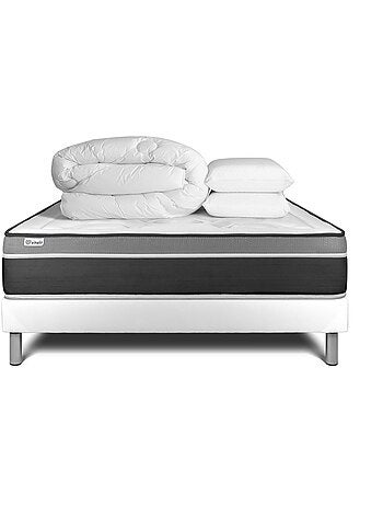 Pack Prêt à dormir avec Matelas Ressorts ensachés et mémoire de forme VITALIT