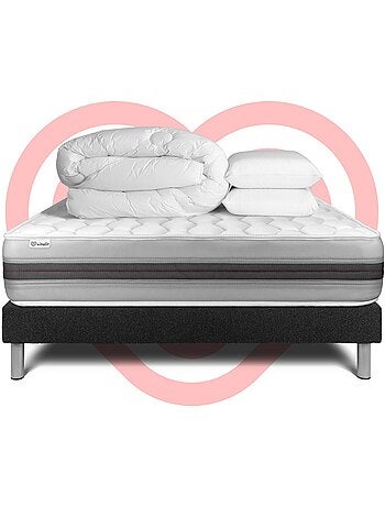 Pack Prêt à dormir avec Matelas Ressorts ensachés et mémoire de forme VITALIT
