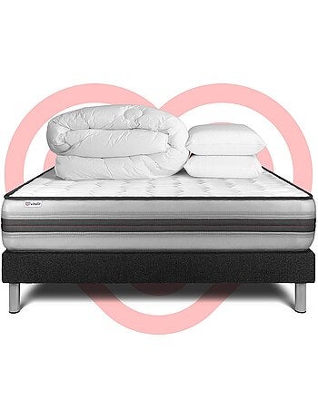 Pack Prêt à dormir avec Matelas Ressorts ensachés et mémoire de forme VITALIT