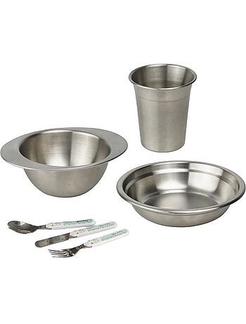 Pack repas - thermobaby - inox - gobelet, bol, assiette creuse, set de couverts