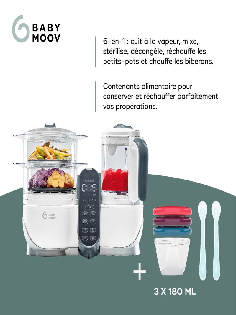 Pack Robot Nutribaby(+) Blanc & 3 babybols 180mL & 2 cuillères 'Babymoov' Blanc - Kiabi