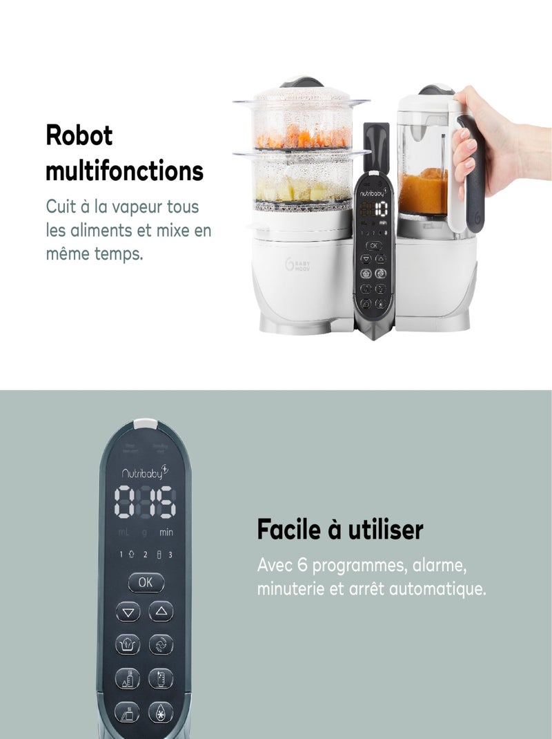 Pack Robot Nutribaby(+) Blanc & 3 babybols 180mL & 2 cuillères 'Babymoov' Blanc - Kiabi