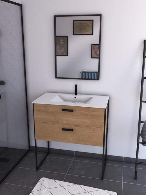 Pack salle de bain avec miroir et vasque en céramique - Kiabi