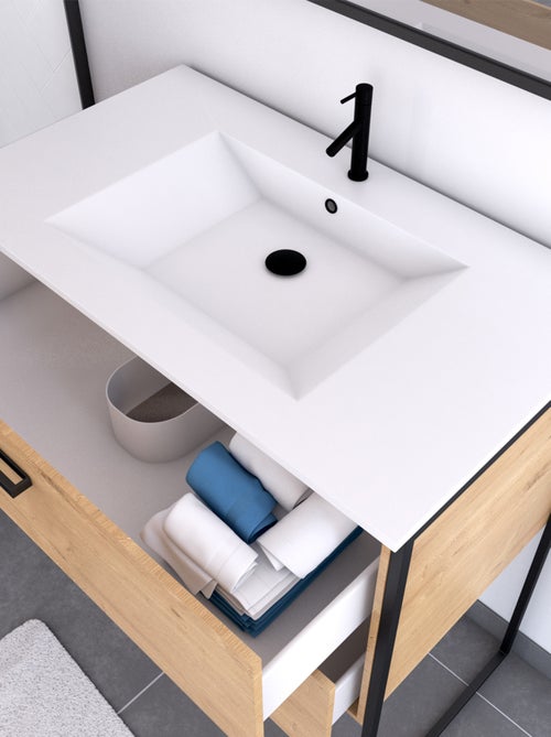 Pack salle de bain avec miroir et vasque en céramique - Kiabi
