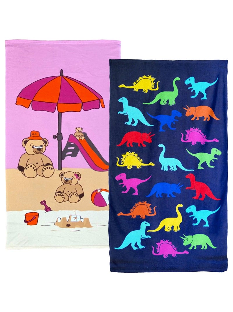 SWEET HOME Serviette De Plage Dino T-Rex – 70x140 Cm 100% Coton – Motif Dinosaure Fun – Certifiée Öko-Tex – Idéal Enfant & Ado