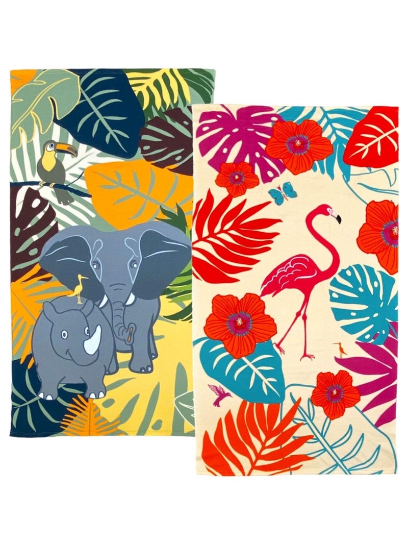 Pack serviette de plage microfibre enfant Lindy et Elephant Multicolore - Kiabi